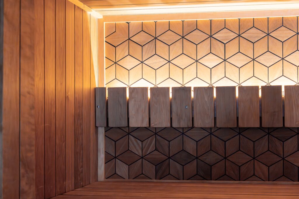 Sauna in het wellnesscentrum, detail van de afwerking